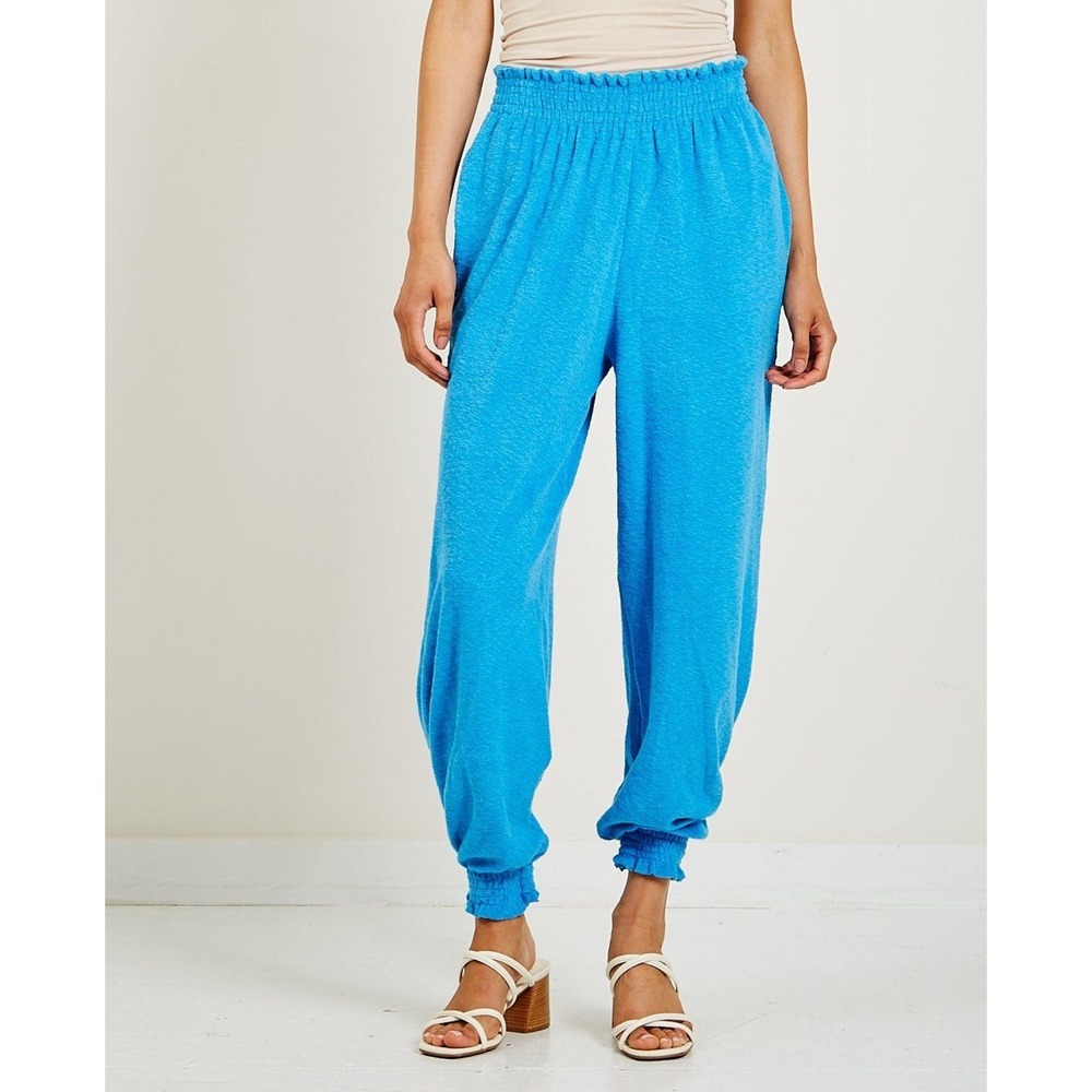 Rachel Comey Nile Pant Lapis Blue Luxe Lounge Cotton Terry Smocked Joggers Large